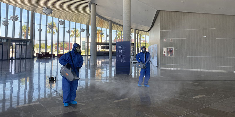 El Auditorio Internacional desinfecta sus instalaciones con la técnica de la nebulización