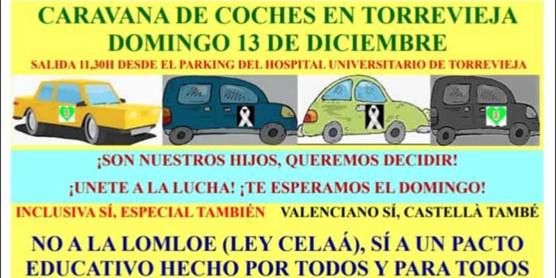 Convocan una caravana de vehículos para reclamar la derogación de la LOMLOE