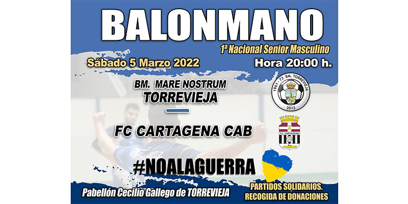 El Club Balonmano Mare Nostrum Torrevieja recogerá donaciones de material para Ucrania