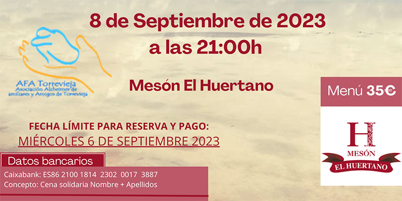 AFA celebra su cena solidaria el próximo 8 de septiembre