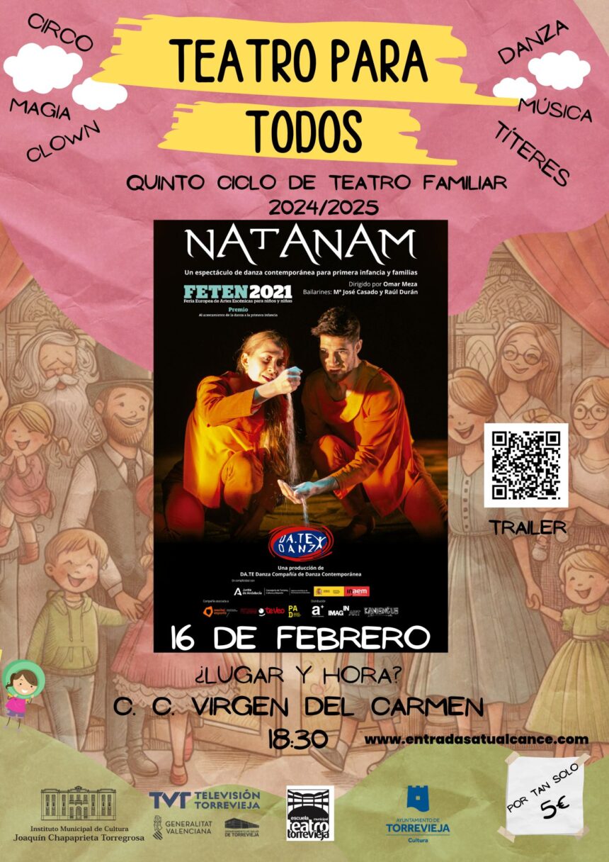 El 16 de febrero llega el espectáculo de danza especializado en primera infancia ‘Natanam’