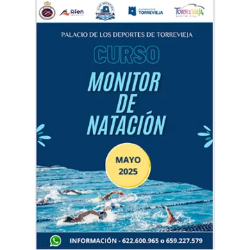 va3405-curso-natacion Cartel informativo del Curso de Monitor de Natación RFEN, organizado en el Palacio de los Deportes de Torrevieja en mayo de 2025