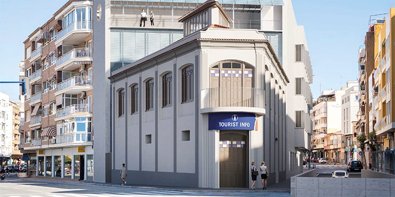 va3411-fachada-fabrica-hielo Imagen digital del proyecto de rehabilitación de la Fábrica de Hielo y el nuevo edificio anexo que albergará la nueva Oficina de Turismo, oficinas municipales y áreas de innovación turística en Torrevieja.
