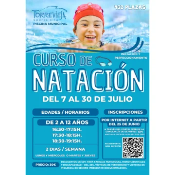 El 25 de junio se abre el plazo del curso de natación de verano 
