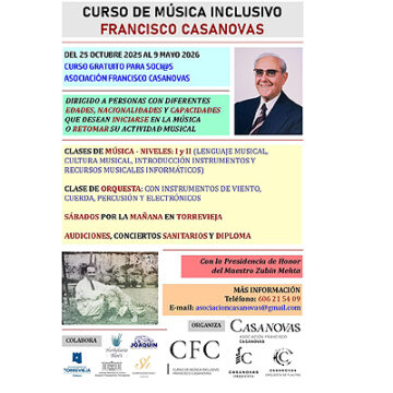 El próximo sábado 25 de octubre arrancará el nuevo curso de música inclusivo Francisco Casanovas