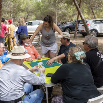 va3457-acampada semana santa Vista de varias tiendas de campaña instaladas bajo la pinada del área recreativa municipal en un día soleado