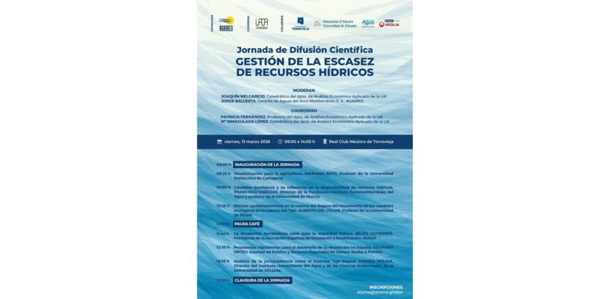 Torrevieja acogerá una jornada científica centrada en la escasez de agua