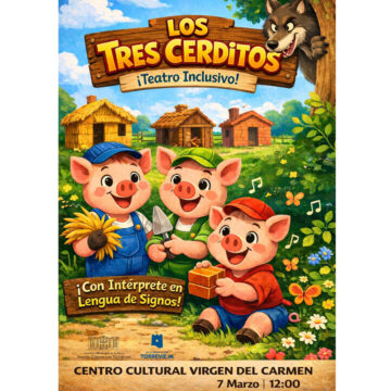 El Centro Cultural Virgen del Carmen acoge una nueva función de teatro accesible, esta vez “Los tres cerditos”