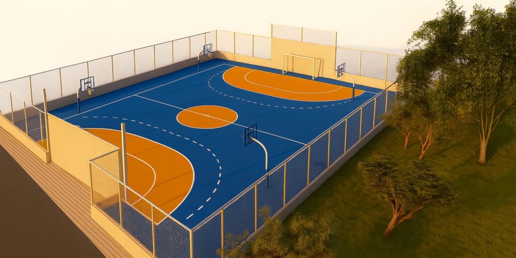 Modelo de pista de futbol y baloncesto