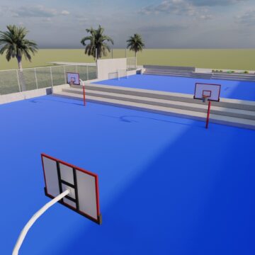 Modelo de pista de futbol y cancha de baloncesto