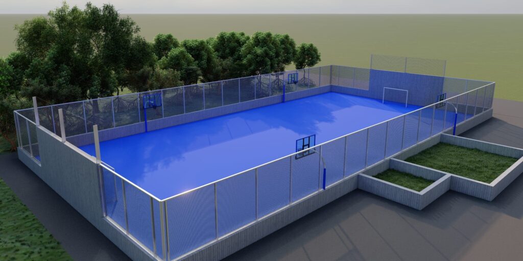 Modelo de pista de futbol y baloncesto