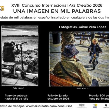 Cartel del XVIII Concurso Internacional Ars Creatio 2026 con las fotografías de Jaime Vera López