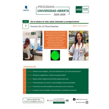 Cartel informativo del curso sobre salud y envejecimiento de la UNED Torrevieja