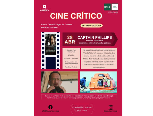 Cine crítico Torrevieja proyección Capitán Phillips UNED Centro Cultural Virgen del Carmen