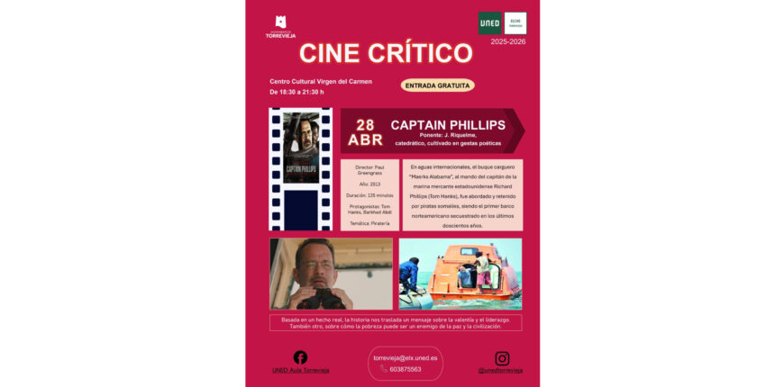 Cine crítico Torrevieja proyección Capitán Phillips UNED Centro Cultural Virgen del Carmen