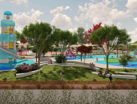 va3464-parque urbano alto de la casilla Modelo 3D del area de juegos del parque