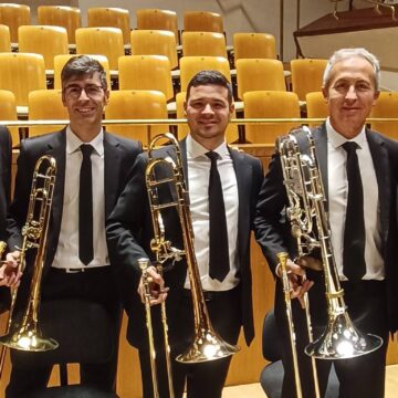 Samuel Hernández junto a integrantes de la Orquesta Nacional de España en el Auditorio Nacional de Música