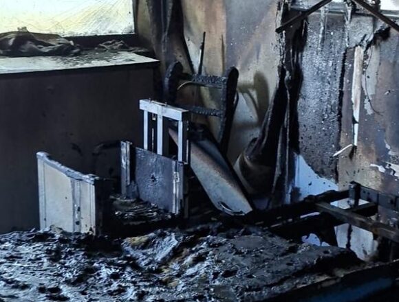 Habitación afectada por el incendio en el Hospital Universitario de Torrevieja