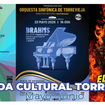 Agenda cultural de Torrevieja con eventos destacados como SALpa Fuera, Brahms y Juan Dávila