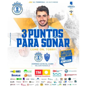 Cartel promocional del partido entre el S.C. Torrevieja y la U.D. Rayo Ibense