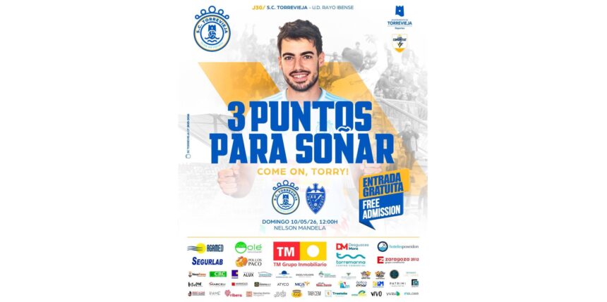 Cartel promocional del partido entre el S.C. Torrevieja y la U.D. Rayo Ibense