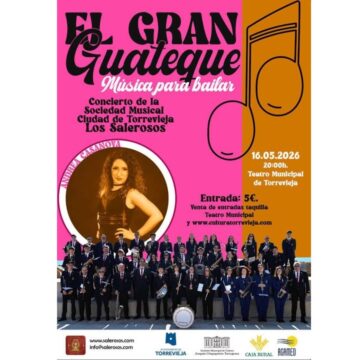 Cartel promocional del espectáculo musical «El Gran Guateque» que se celebrará el 16 de mayo de 2026 en el Teatro Municipal de Torrevieja