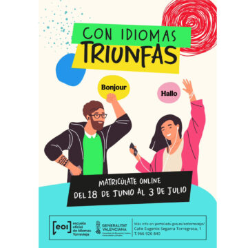 Cartel de inscripciones de la Escuela Oficial de Idiomas de Torrevieja para el curso 2026/2027