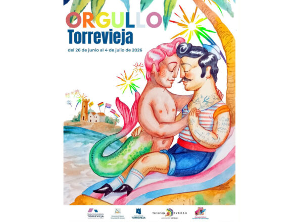 Cartel del Orgullo Torrevieja 2026 con ilustración de diversidad y fechas del 26 de junio al 4 de julio
