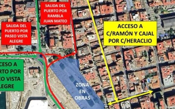 Desvío de tráfico en el paseo de la Libertad por las obras del puerto de Torrevieja