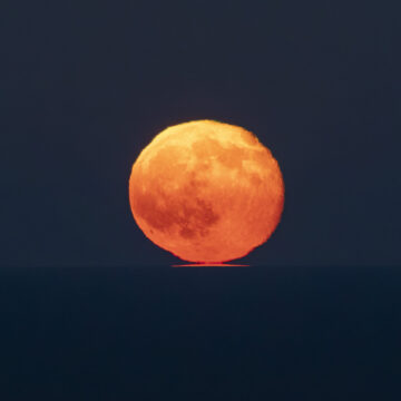 VA-3487-luna-naranja-horizonte-mar-torrevieja.jpg Luna de intenso color anaranjado sobre el horizonte del mar en una fotografía de Proyecto Mastral.